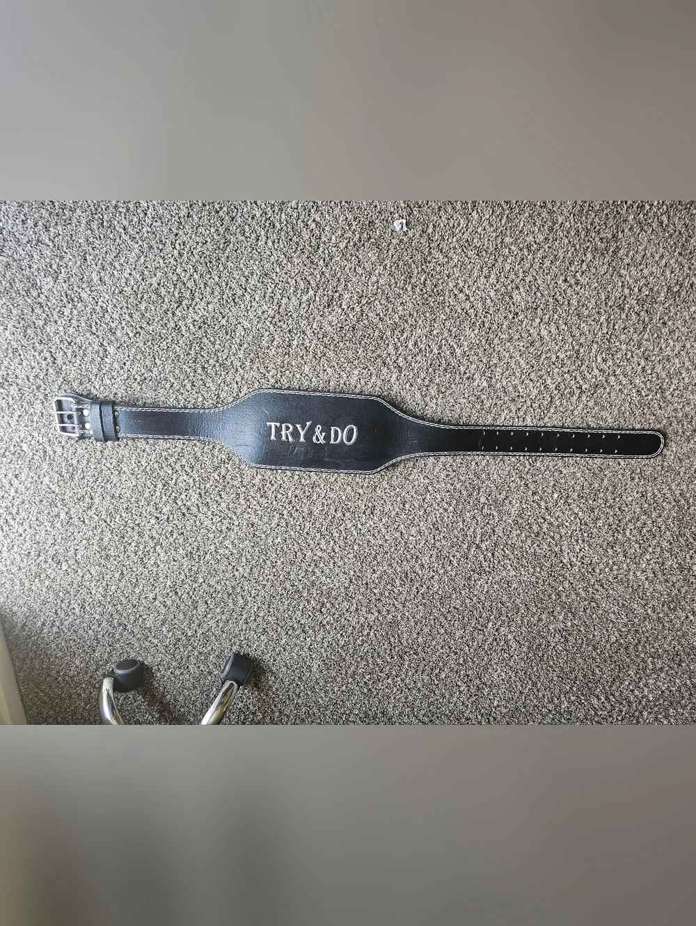 TRY & DO Black Leather Weightlifting Belt